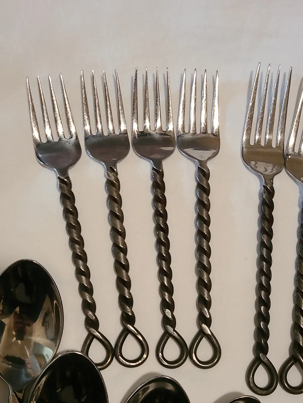 Silver Black Braid Rope Twisted Thailand Pottery Barn, 28 Pieces Flatware